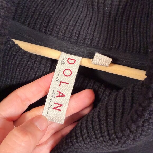 Anthropologie Dolan Cowl Neck Sweater Size Large Black Pullover Puff Sleeve - Picture 4 of 12